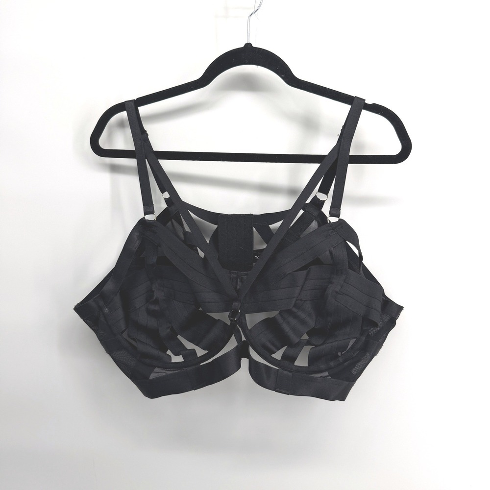 Torrid Bralette Cage Strappy 4 Black Womens Plus Size Lingerie Mesh Longline Bra